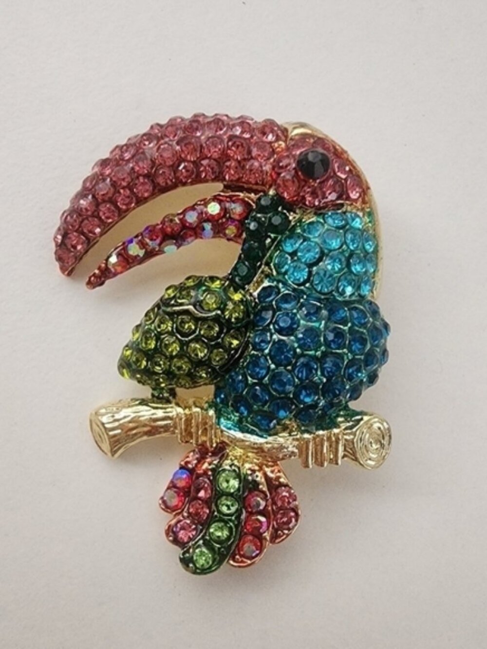 NEW Colorful Toucan Bird Rhinestone Pave Pin Brooch
